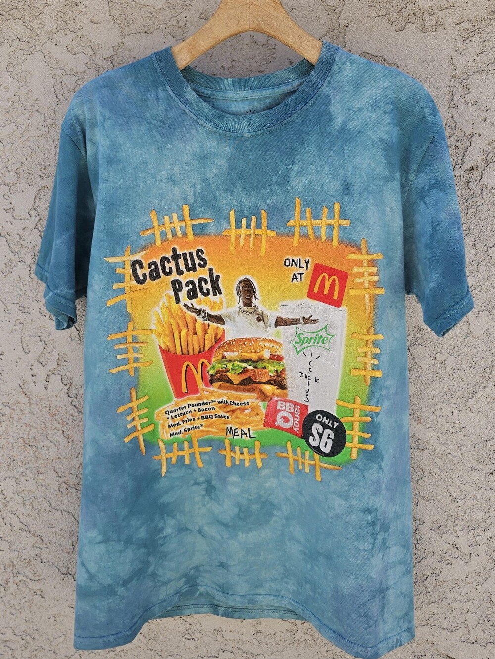 Travis Scott Cactus Jack x McDonalds T Shirt Cactus Pack Blue Tie Dye Vintage M